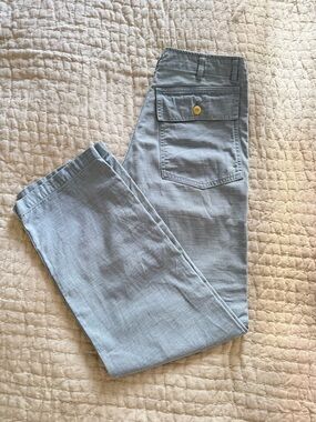 Imogene + Willie Chambray Military Trousers Light Blue Button Fly XS